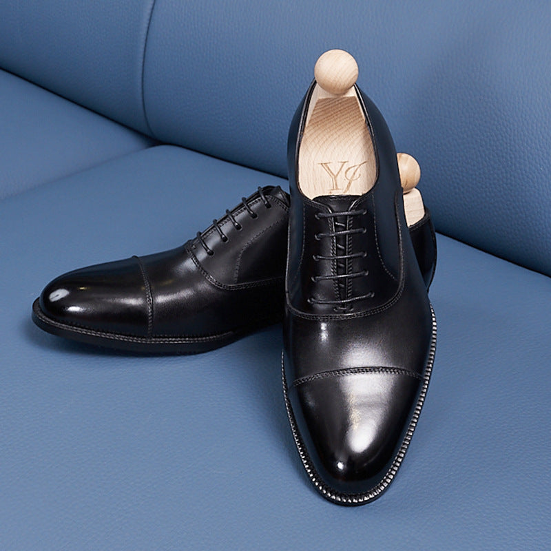 Men's Three-piece Formal Wear Genuine Breathable British Men's Business Leather Shoes