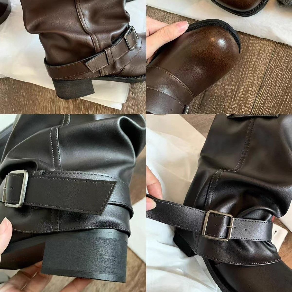 Hot Pants Fashionable Waste Soil Wind Pleated Buckle Western Boots