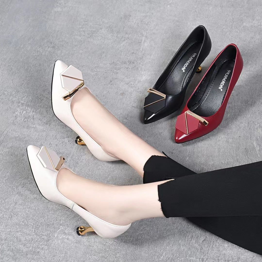 Women's Summer High Stiletto Autumn Small Low-cut Authentic Heels