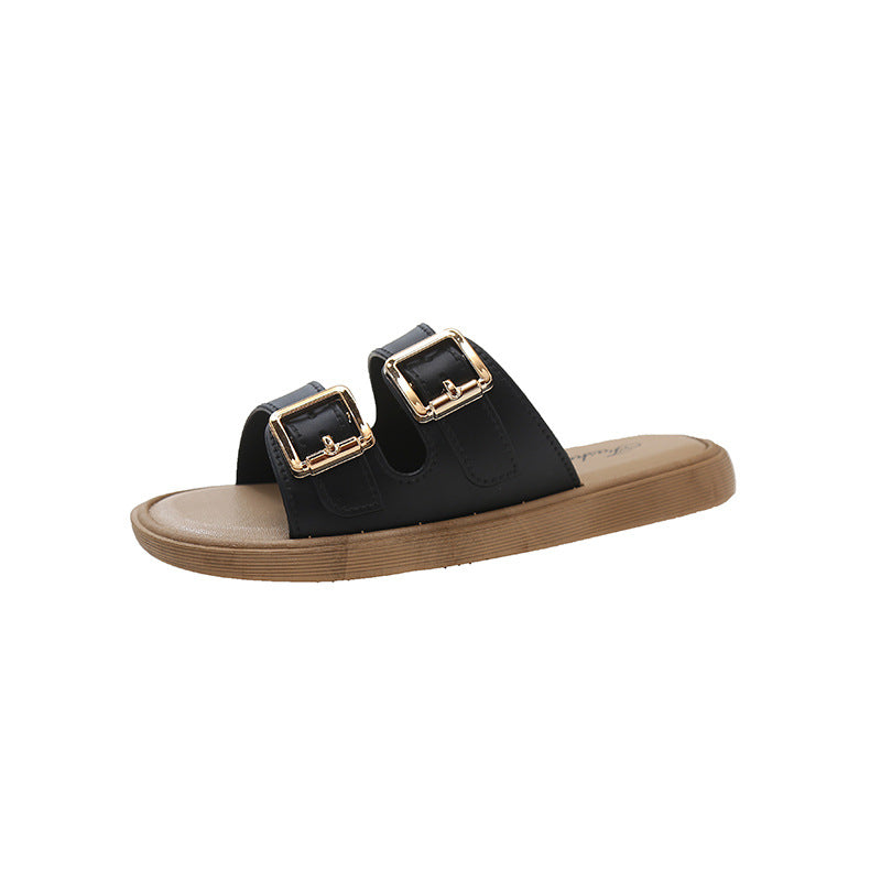 Women's Style Soft Soled Flats Belt Buckle Sandals