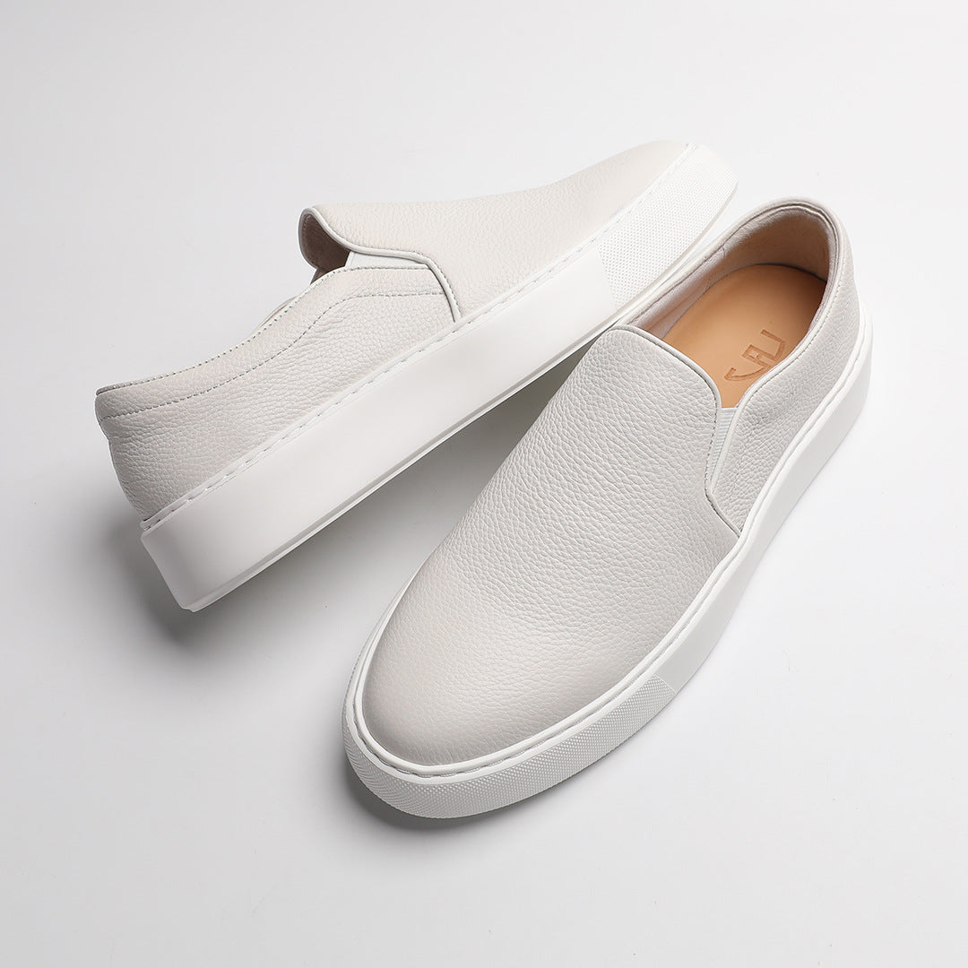 Men's White Breathable Fashion Versatile Slip-on Board Trendy Driving Loafers