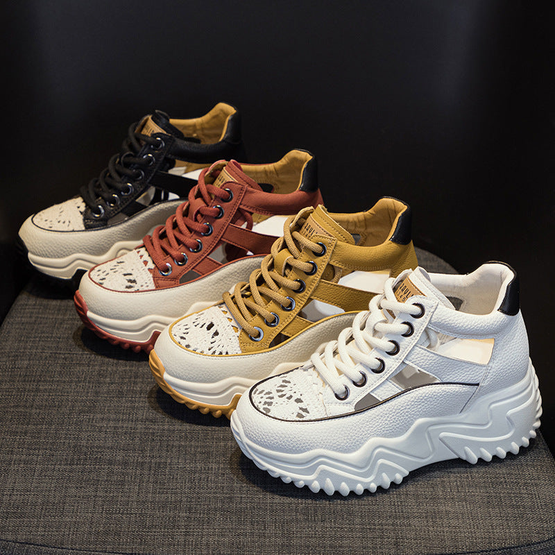 Women's Summer Fashion Retro Lightweight Height Increasing Women's Casual Shoes