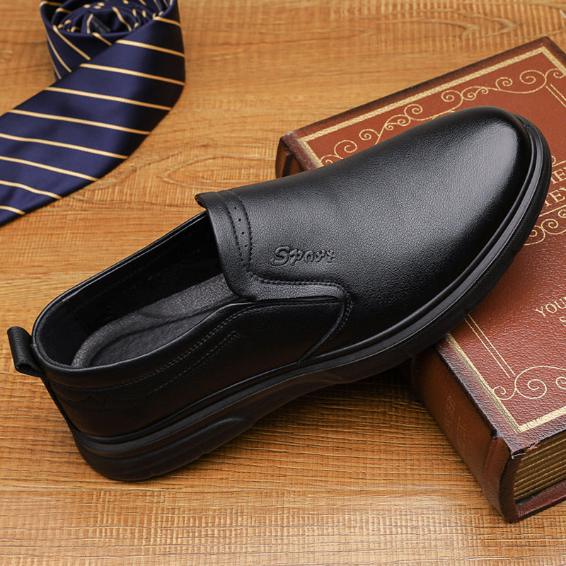 Men's Slip-on Fashion First Layer Cowhide Dad Leather Shoes