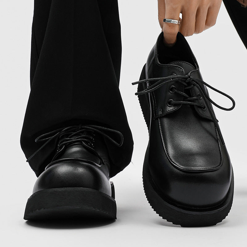 Platform Commuter Height Increasing Trendy Big Toe Derby Leather Shoes