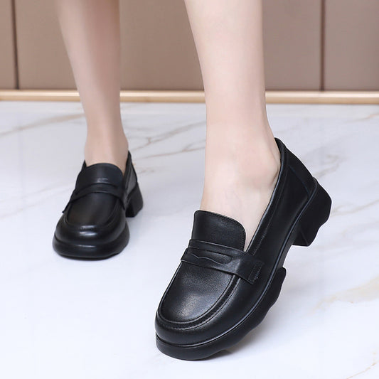 Women's First Layer Cattlehide Fashion Pumps One Pedal Loafers