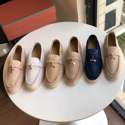 Women's One Pedal Pumps Suede Flat Bottom England Style Loafers