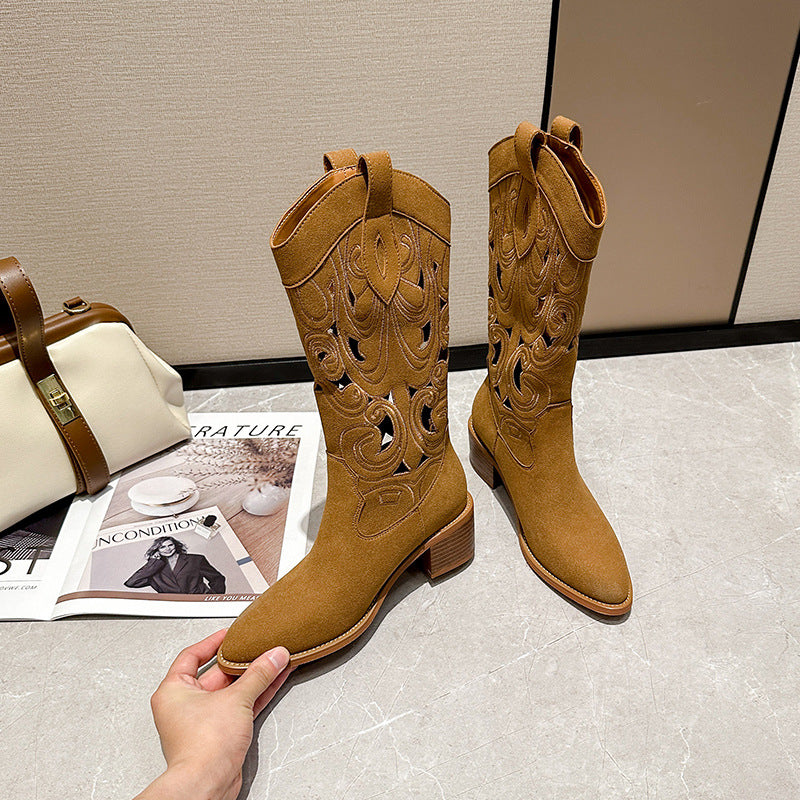 Women's Knight Retro Large Small Size Breathable Women's Leather Boots