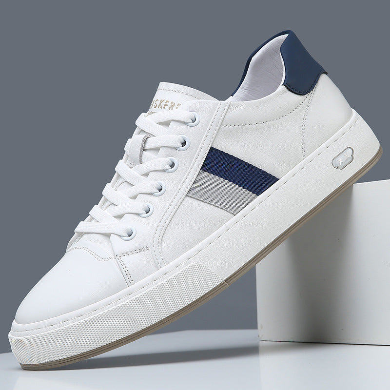 Men's Breathable White Trendy Low Top Flat Sneakers