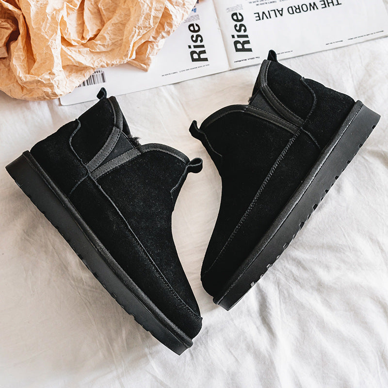 Men's Winter Fleece-lined Thickened Bread Genuine Versatile Snow Boots