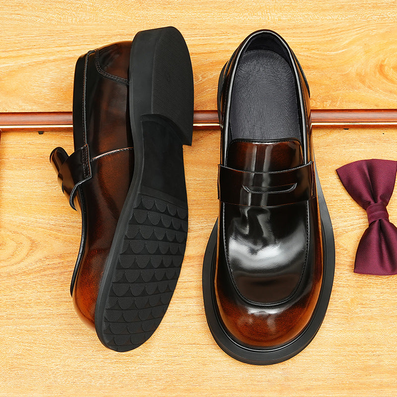 Men's Foot Big Head High-grade Glossy Slip-on Men's Business Leather Shoes