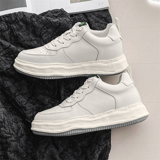 Women's & Men's White Couples For Sports Height Increasing Casual Shoes