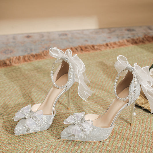 Women's Spring Bow Waterproof Platform High Stiletto Not Tired Feet Women's Fashion Shoes