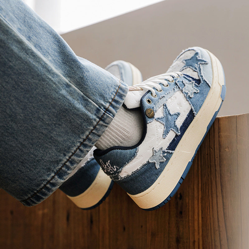 Men's National Fashion Versatile Star Pattern Denim Men's Board Shoes