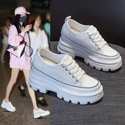 Women's Thick Bottom Round Head Leisure Height Casual Shoes