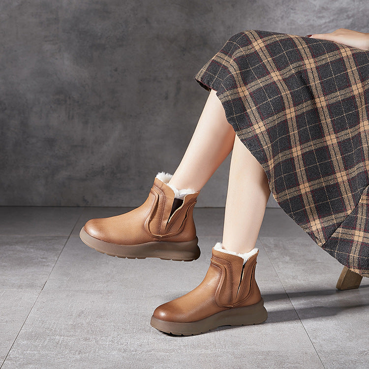 Women's Platinum Genuine Cotton Winter Round Toe Boots