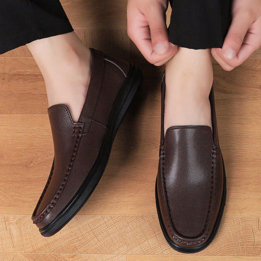 Men's Slip-on Flat Driving Spring Cowhide Surface Men's Casual Leather Shoes