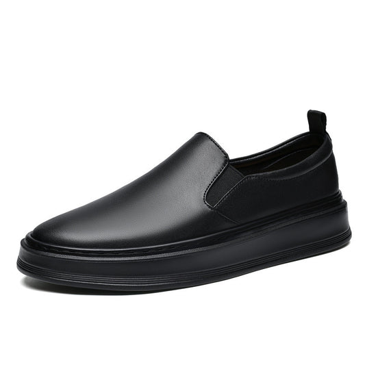 Men's One Pedal Board White Spring Slip-on Leather Shoes