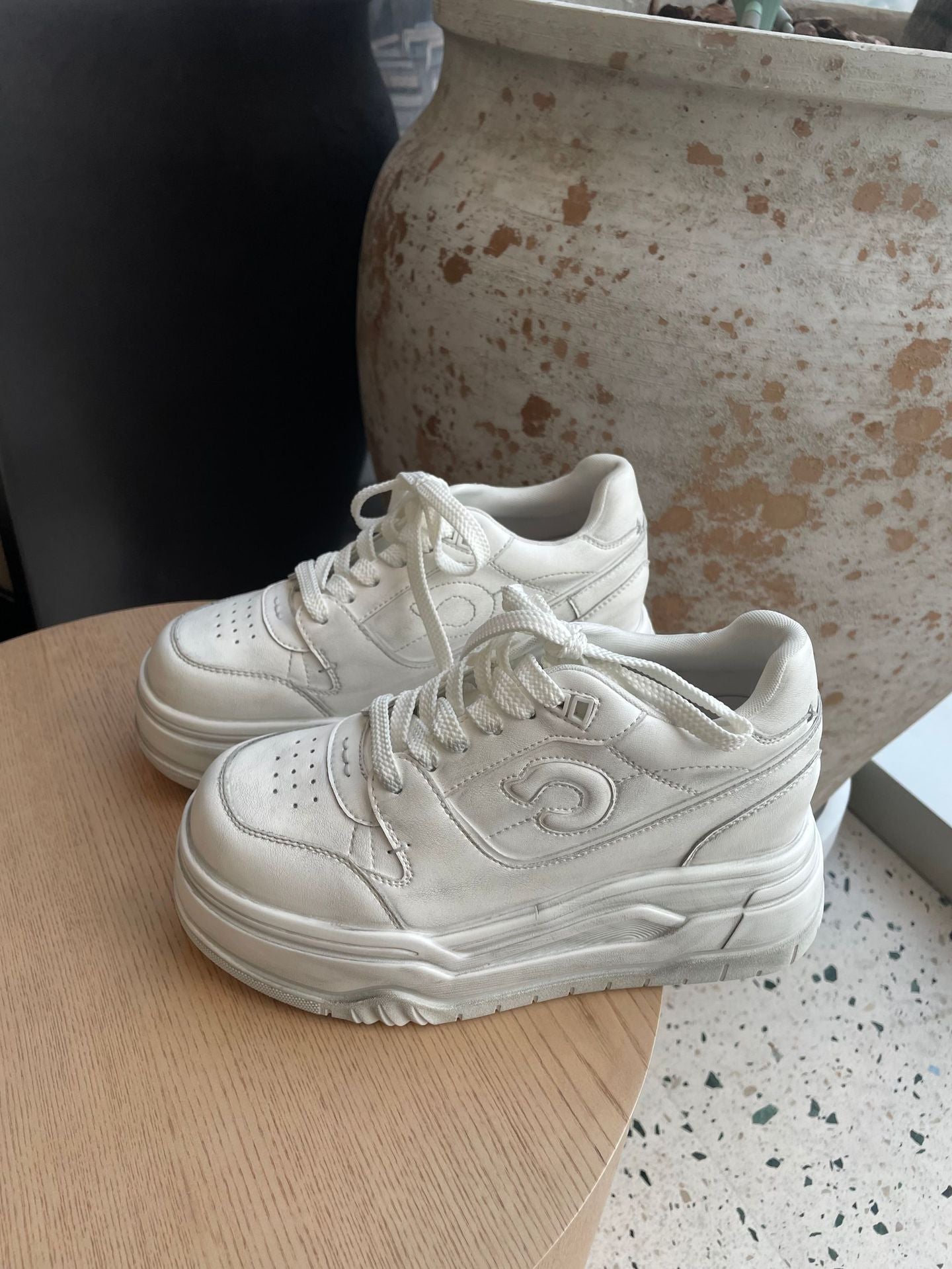 Women's Thick-soled White Spring Height Increasing Insole Leisure Platform Women's Casual Shoes