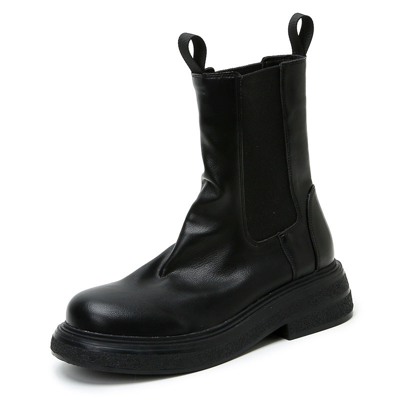 Women's Chelsea British Platform Middle Tube Smoke Boots
