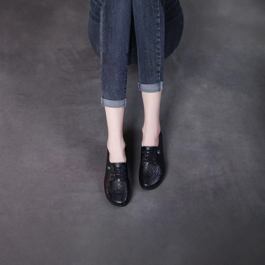 Women's Pumps Flat Hole Retro Platform Mom Women's Casual Shoes