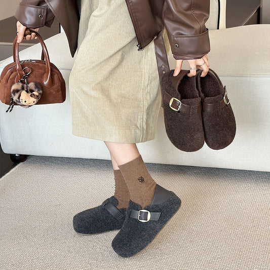 Women's Thick Bottom Height Increasing Insole Fleece-lined Women's Cotton Shoes