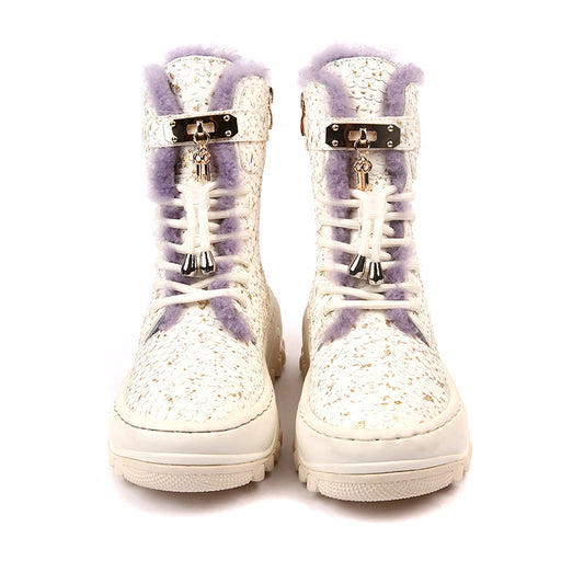 Women's Platform Fleece-lined Thickened Winter Big Cotton Fur Integrated Snow Boots