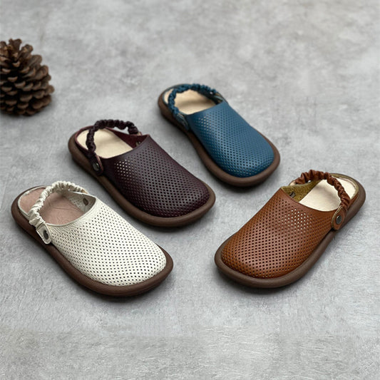 Women's Soled Flats Closed Toe Hollow Out Flat Slippers