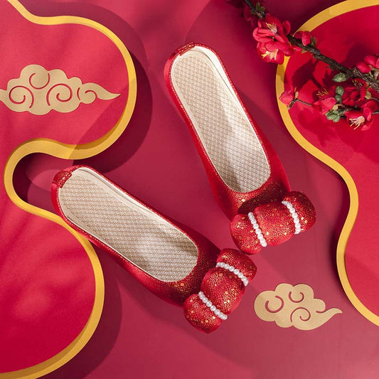 Children's Style Bow Elegant Pearl Cloud Head Casual Shoes