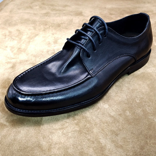 Men's Horse Heavy Washed Lace Up Round Toe Retro British Style Men's Business Leather Shoes