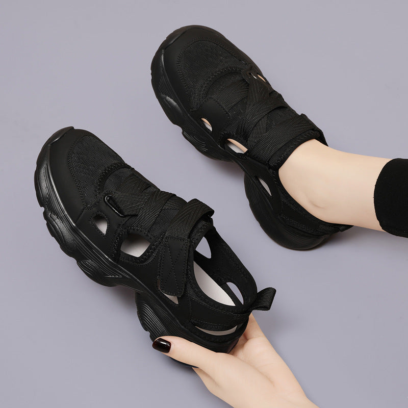 Women's Summer Korean Style Platform White Hollowed Toe Sneakers