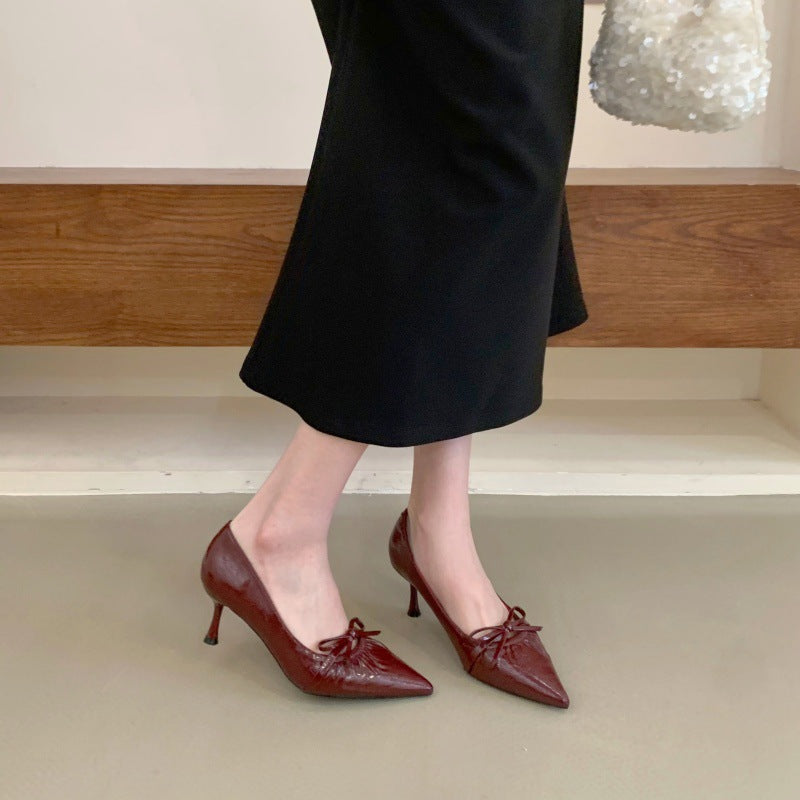 French Style Stiletto Low-cut Pointed Toe Western Women's Fashion Shoes
