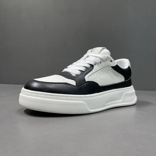 Men's Black White Panda Autumn Breathable Platform Trendy Sneakers