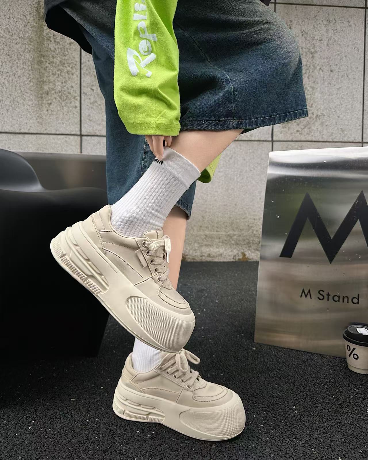 Women's Head Bread Autumn Mesh Breathable Platform Casual Shoes