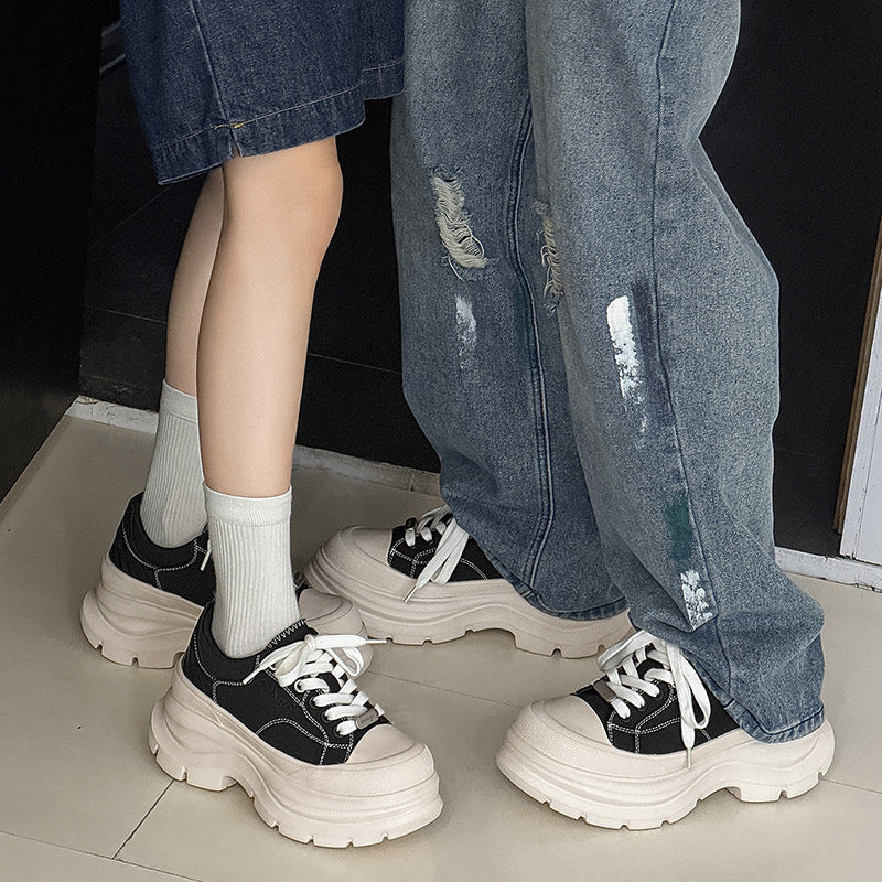 Women's & Men's Thick Sole Increased Lightweight Daddy Breathable Canvas Shoes