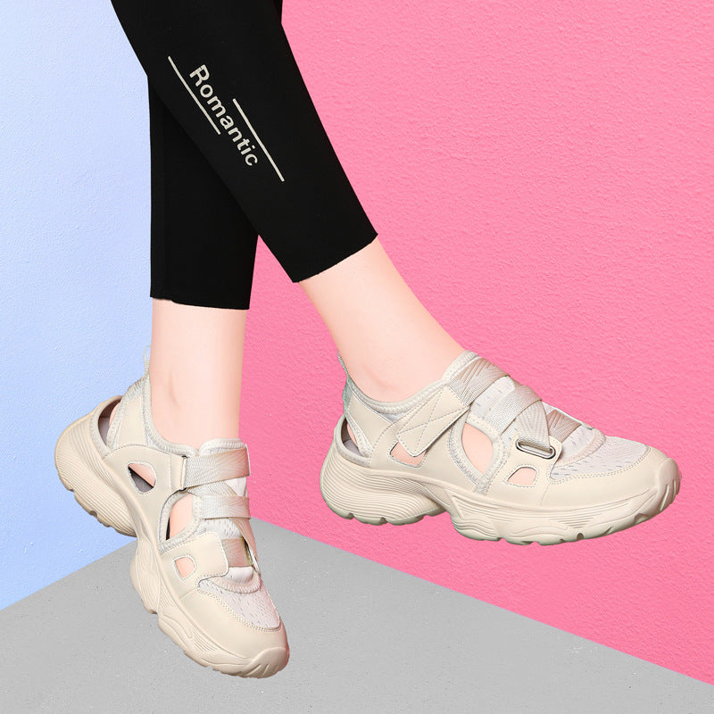 Women's Summer Korean Style Platform White Hollowed Toe Sneakers