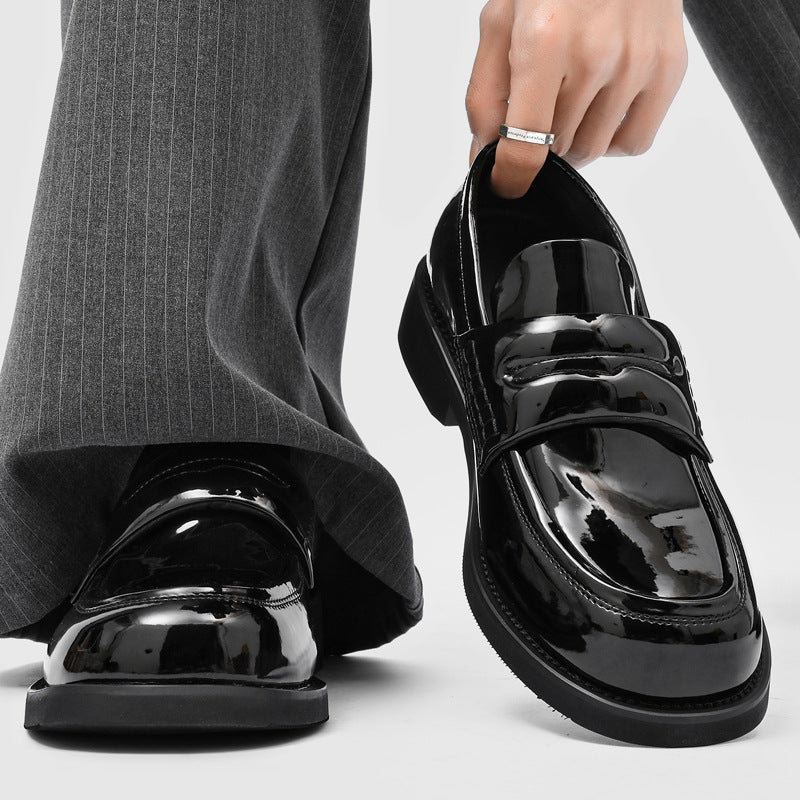 Men's Toe Green One Pedal Business Formal Wear Patent Loafers