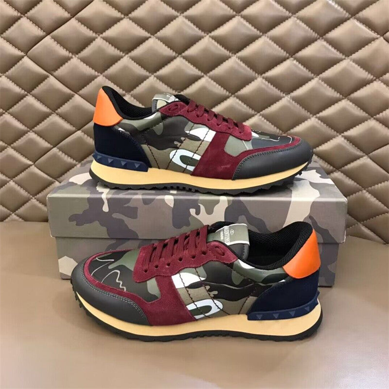 Men's Camouflage Rivet Platform Genuine Fashion Lace Up Increased Women's Casual Shoes