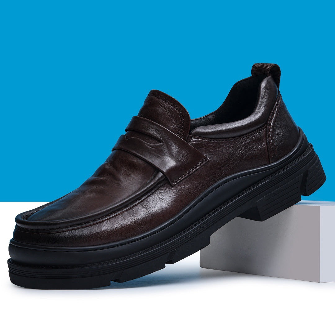Men's Genuine Cowhide Business Big Toe Versatile Leather Shoes