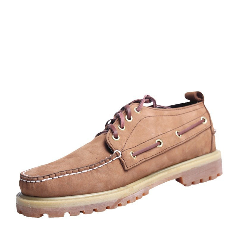 Men's Trendy Large Round Toe Boat Business Men's Casual Leather Shoes