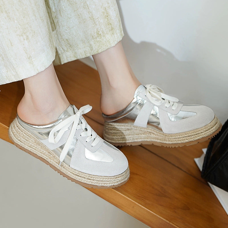 Women's Spring Half Comfortable German Training Lazy Straw Women's Casual Shoes