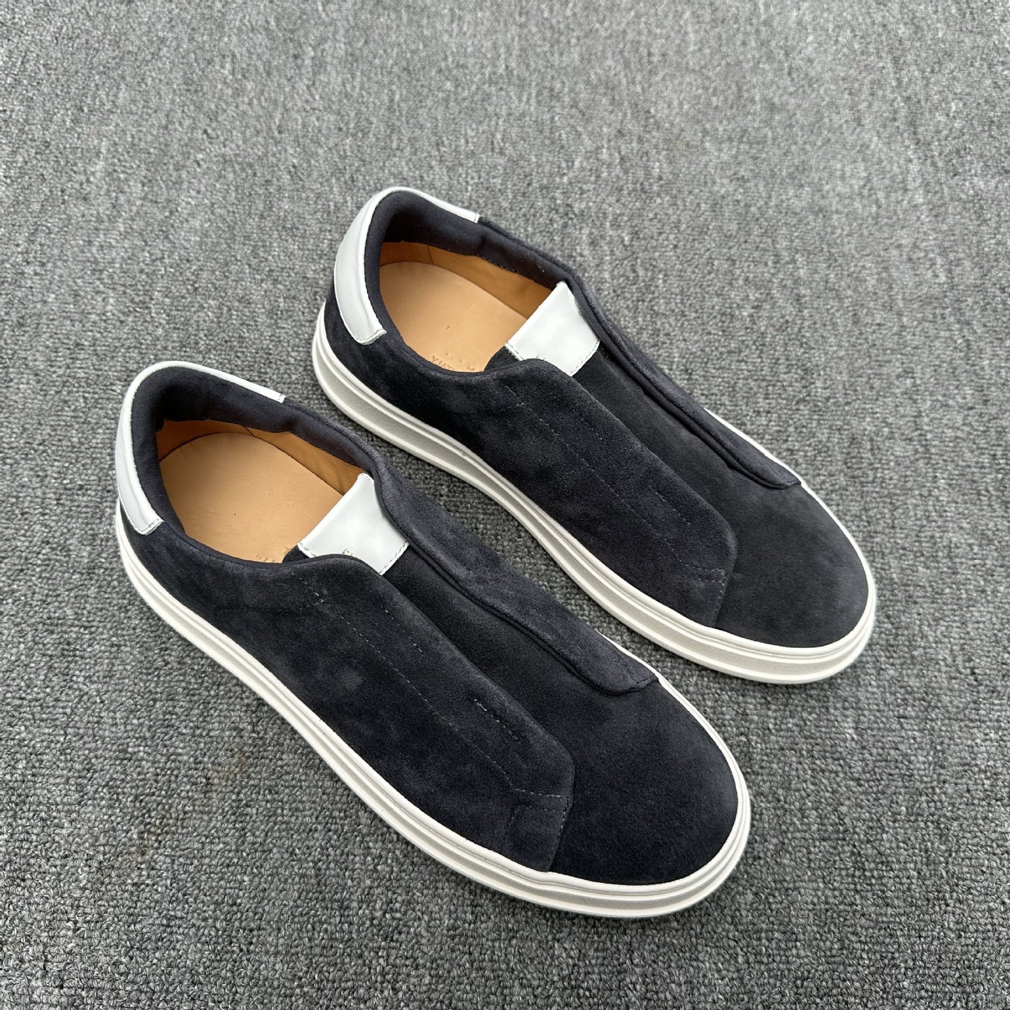 Men's Elastic Band Cow Split Lazy Flat Men's Shoes