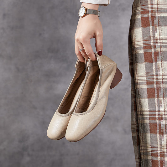 Women's Black Professional Oversized Round Toe Mom Women's Shoes