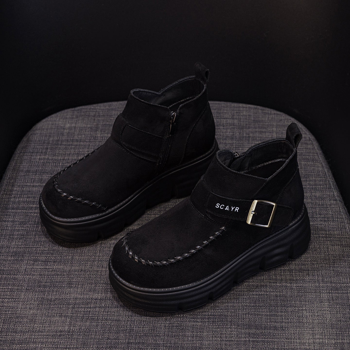 Women's For Autumn British Style Retro Platform Heighten Women's Leather Boots