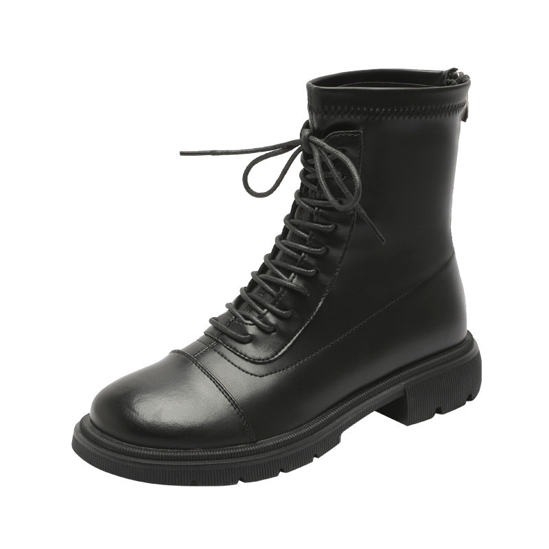 Women's Back Zipper Martin British Style Flat Boots