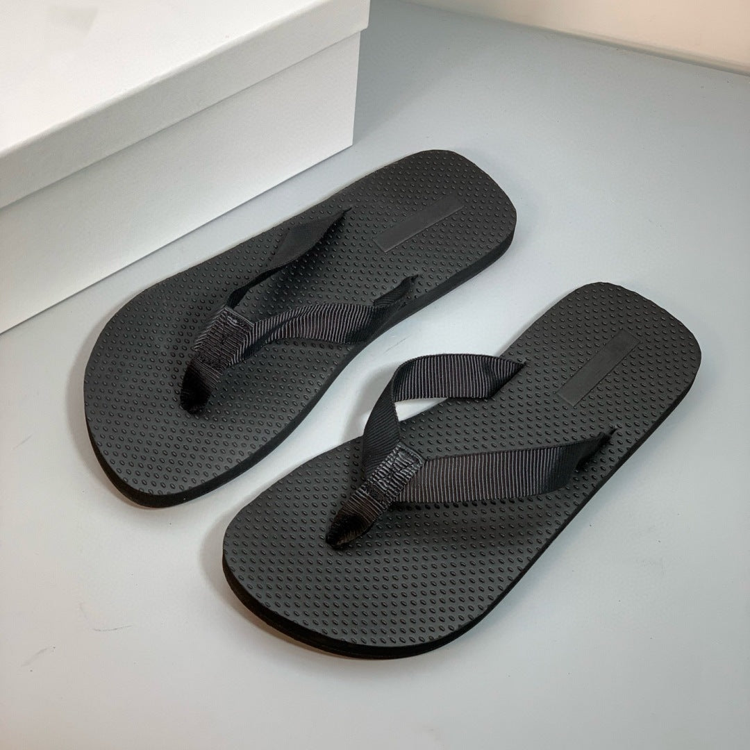 Women's Niche Minimalist Ribbon Platform Outer Wear Flat Slippers