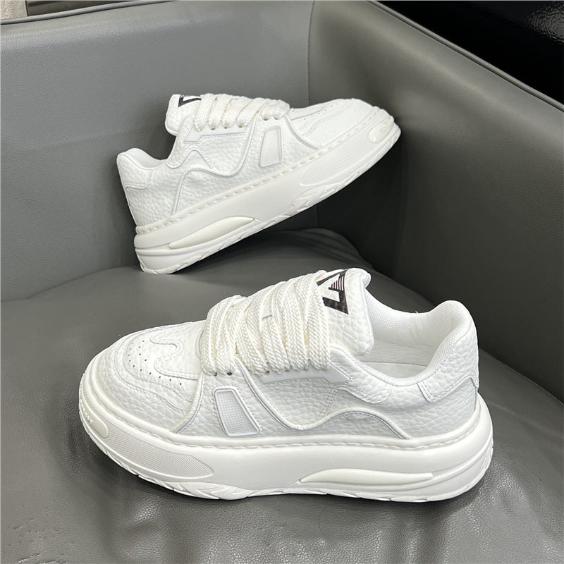 Men's Low-cut Genuine White Dad Platform Sports Casual Shoes