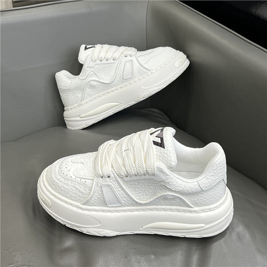 Men's Low-cut Genuine White Dad Platform Sports Casual Shoes