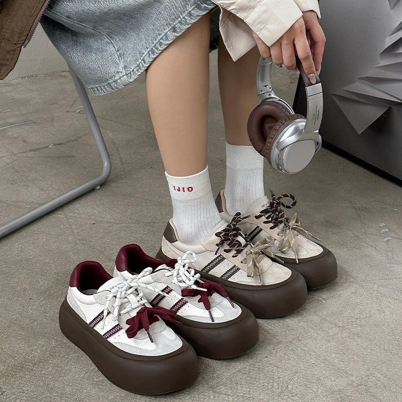 Women's Fashionable Small Round Toe Two-color Double Women's Casual Shoes