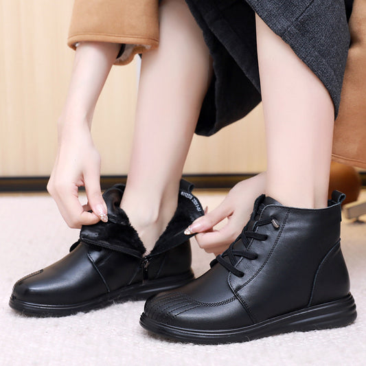 Women's Winter First Layer Cowhide Veet Comfortable Women's Cotton Shoes