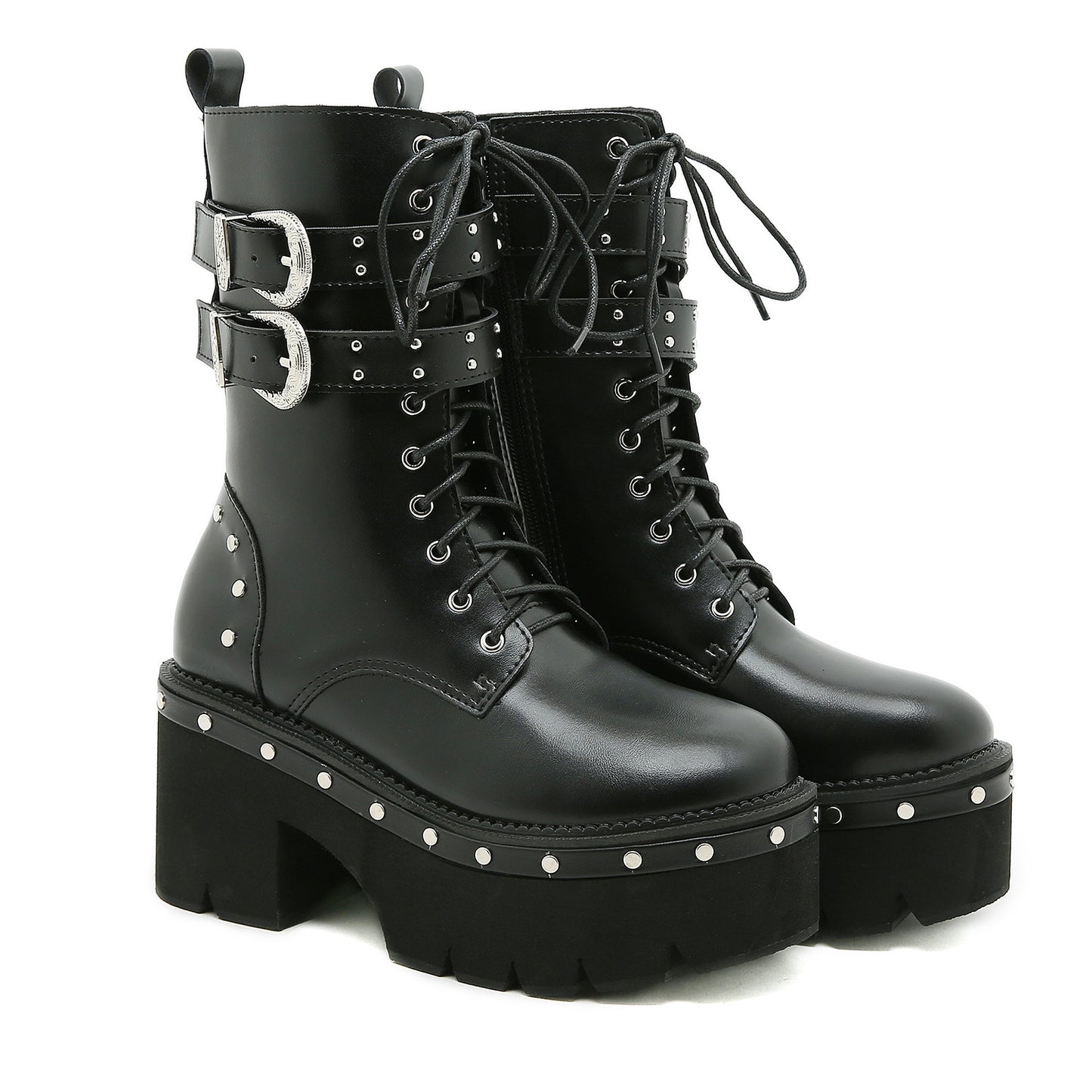 Platform Martin Rivet Mid Short Belt Boots